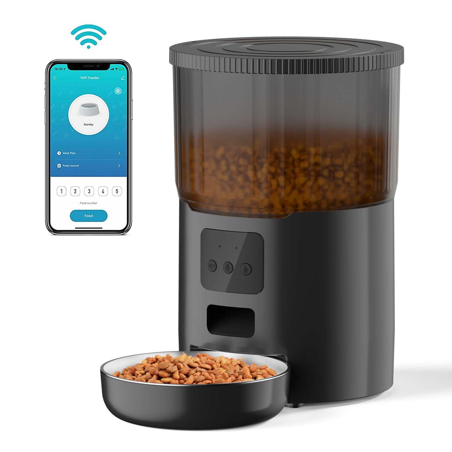 Smart Automatic Pet Feeder - WiFi App Control for Cats and Dogs