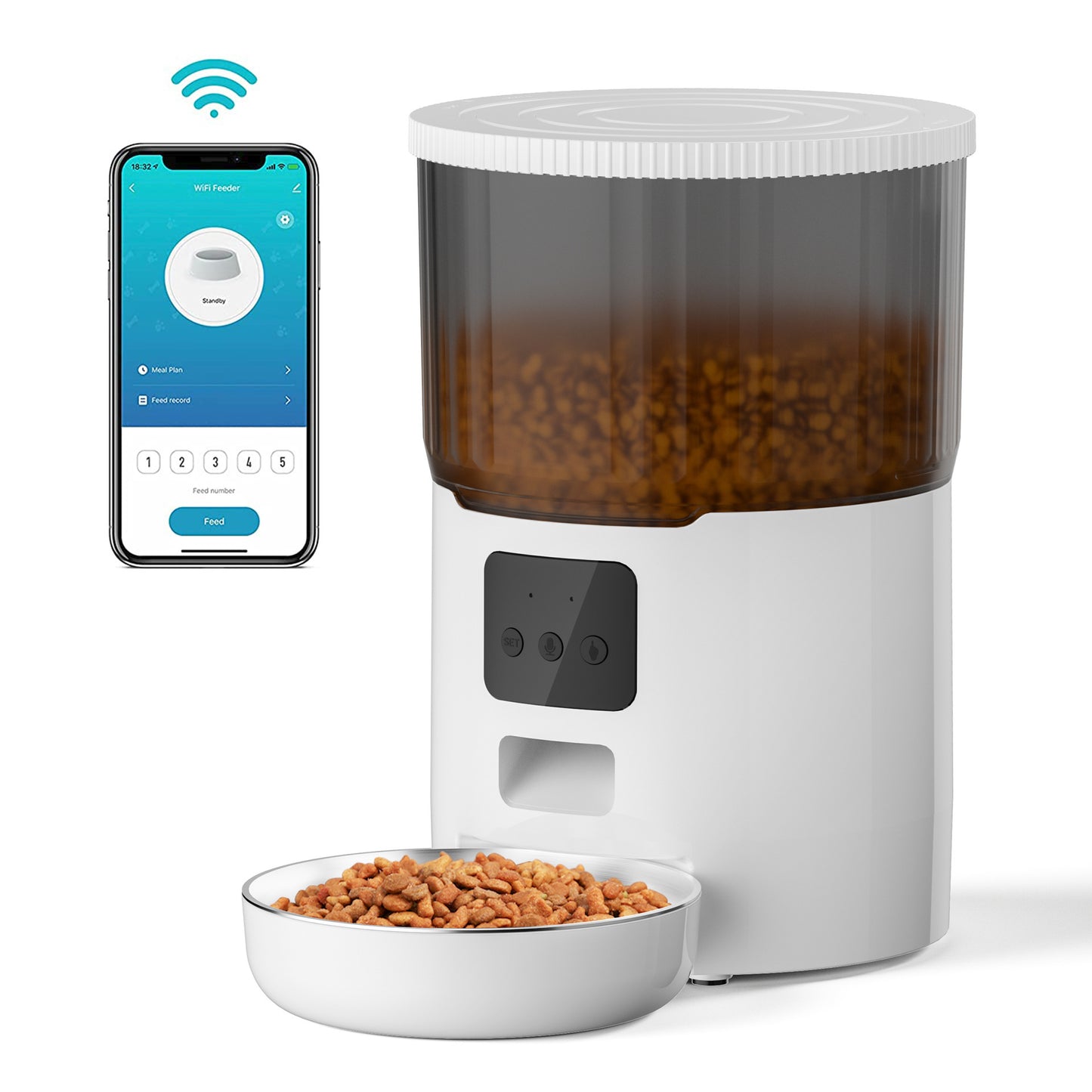 Smart Automatic Pet Feeder - WiFi App Control for Cats and Dogs