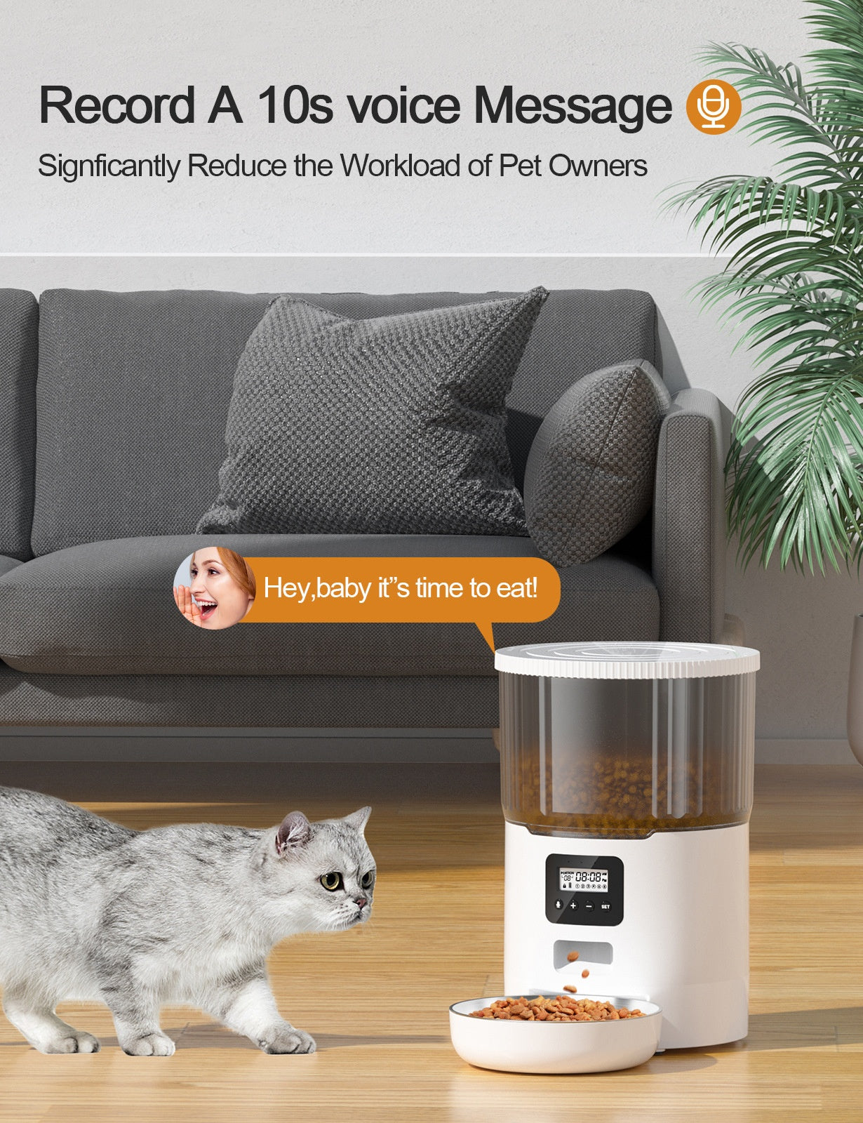 Smart Automatic Pet Feeder - WiFi App Control for Cats and Dogs