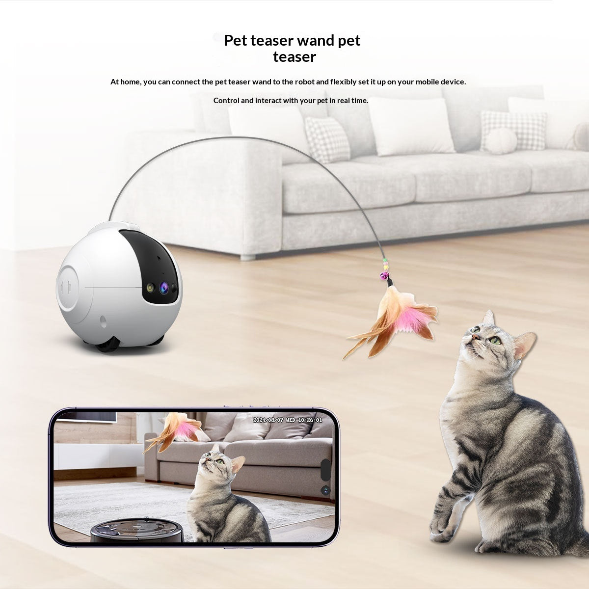 Smart AI Smart Pet Toy - WiFi App Control for Cats and Dogs